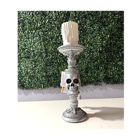 Martha Stewart Other - Martha Stewart Halloween Skull Candle Holder LED Decor Gothic Spooky Light Up